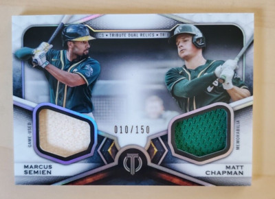 2021 Topps Tribute Marcus Semien/Matt Chapman Game Used Dual Relic 10/150 A's