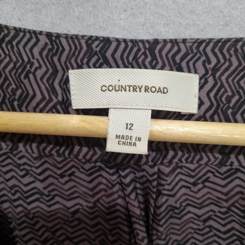 COUNTRY ROAD Sz 12 Dress Mocha Black Breathable Viscose sateen knee length - Picture 7 of 18