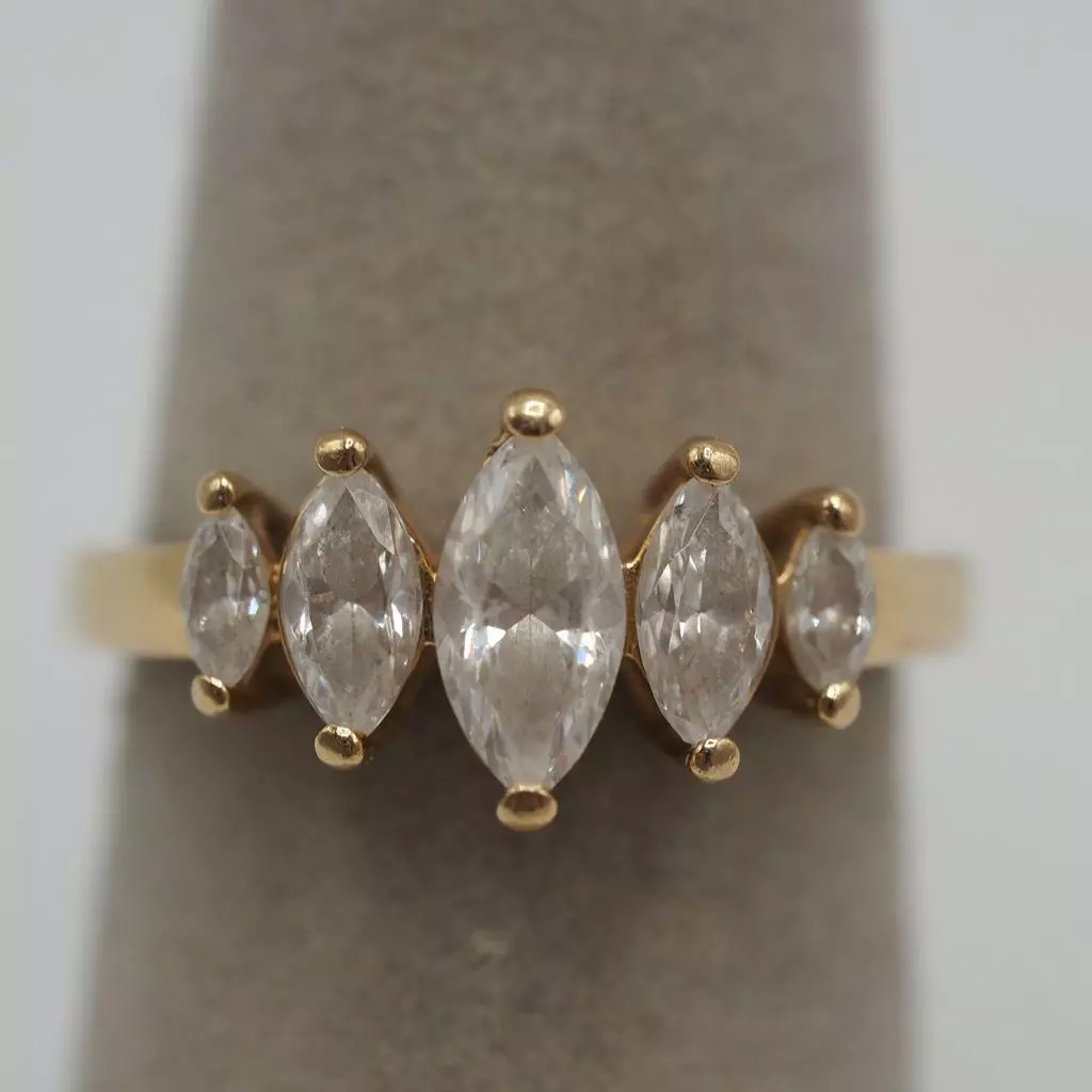 Diamonique DQ CZ P14K 14K Yellow Gold CZ Ladies Ring Size 6.25 eBay