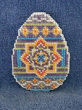 Medallion Easter Egg, ALL Beaded Cross Stitch Refrigerator Magnet, Made in USA