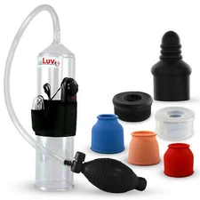 LeLuv Vibrating Penis Pump EasyOp Bgrip with Septum Seal and 5 Extra Sleeves