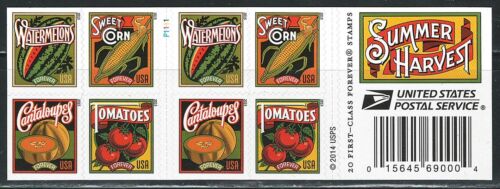 W idealnym stanie US Summer Harvest Broszura Panela 20 znaczków Forever Scott # 5004-5007b (MNH) - Zdjęcie 1 z 2