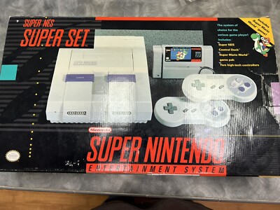 SNES Super Nintendo Entertainment System Super Mario  Super Set In Box Tested