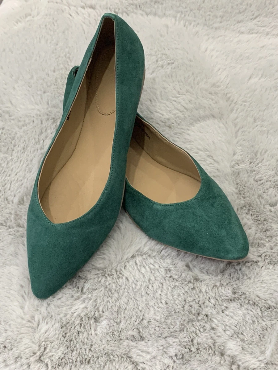 Green suede hotsell flat shoes