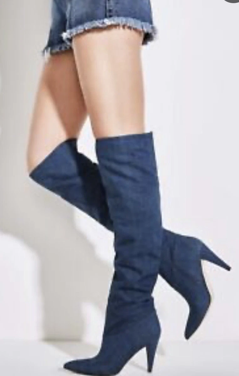 Dark denim deals boots