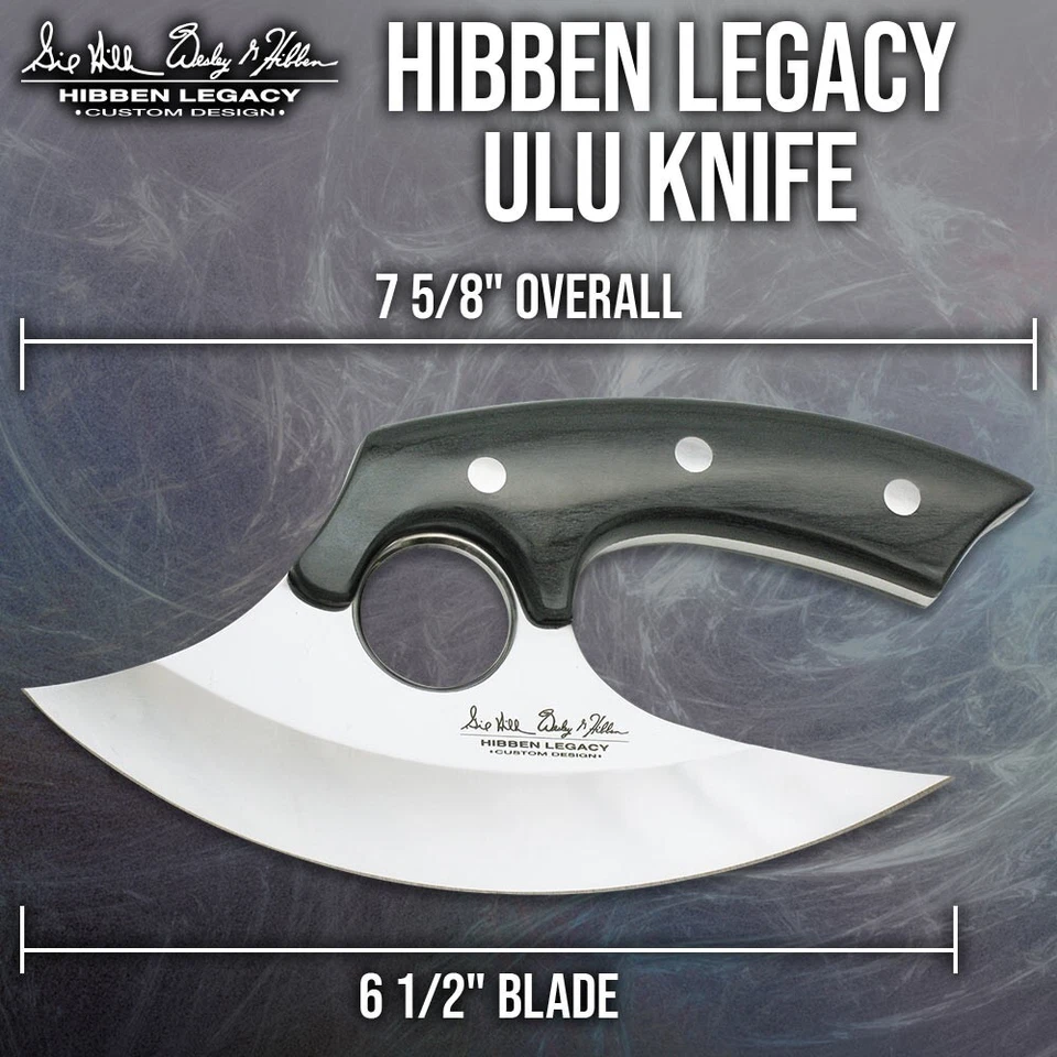 Cuchillo y funda de cuero Hibben Legacy Ulu | Acero inoxidable 5cr15 | 7 5/8" Foto 2 de 4