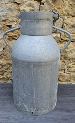 Ancien Bidon à Lait En Métal Peint - Laitière Vintage Déco - Gris