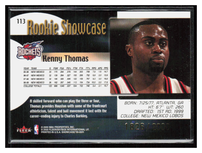 1999 Flair Showcase #113 Kenny Thomas /2000 RC | eBay