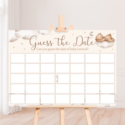Baby Shower Game Guess The Date Teddy Neutral/Unisex, Bear