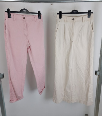 M&S Per Una Women's 2x Bundle Trousers Size 8 Ecru Pink New F2