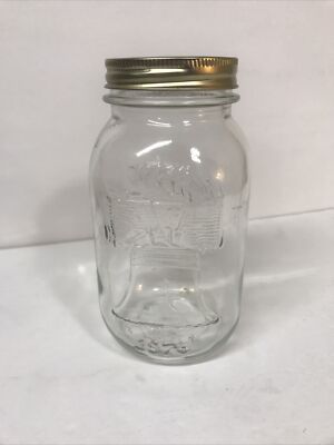 Anchor Hocking Mason Canning Jar Liberty Bell Bicentennial Quart Clear Vintage