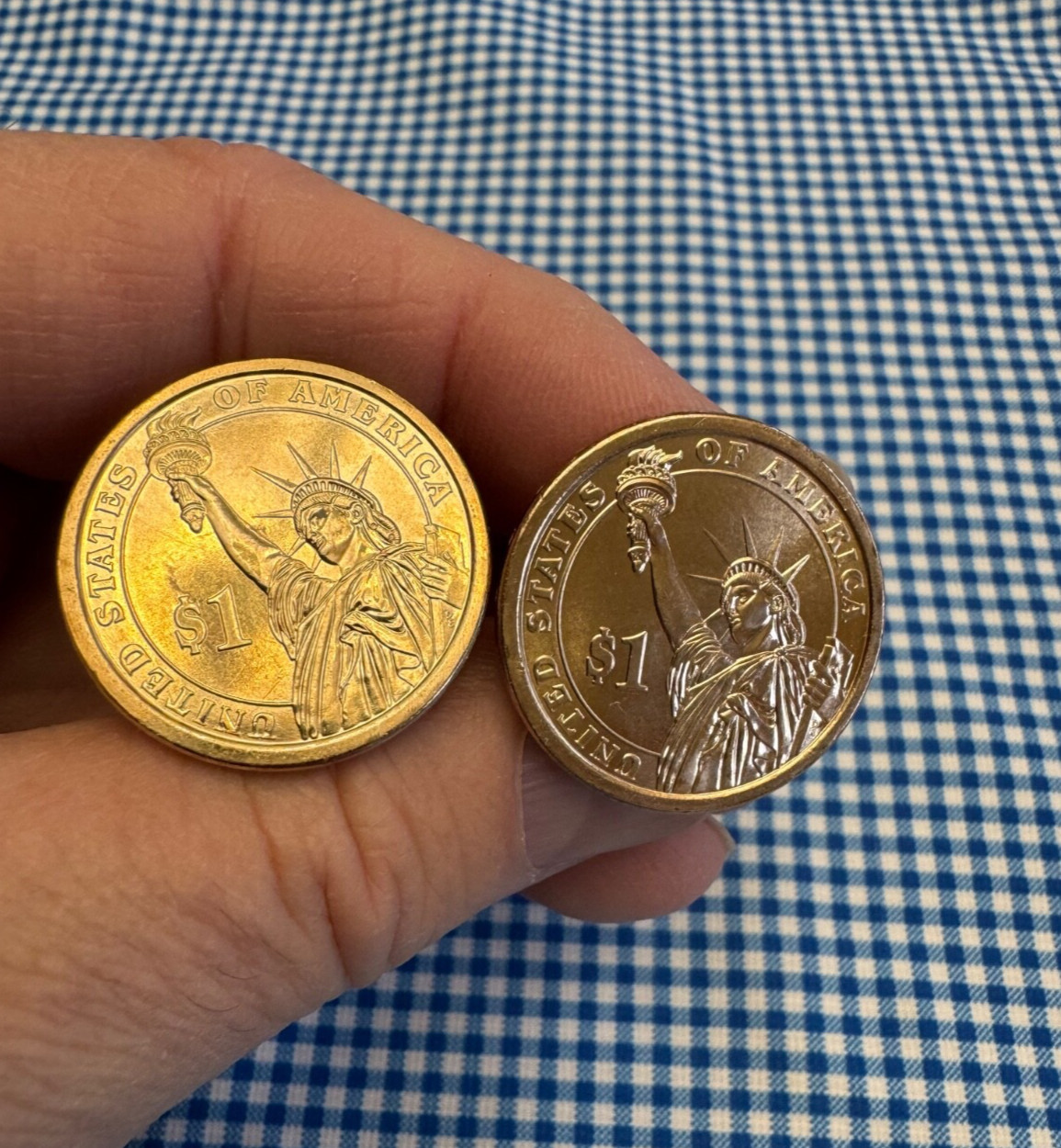 Statue of Liberty Dollar Coin Cufflinks Uncirculated Coin Gold-Tone Cufflinks