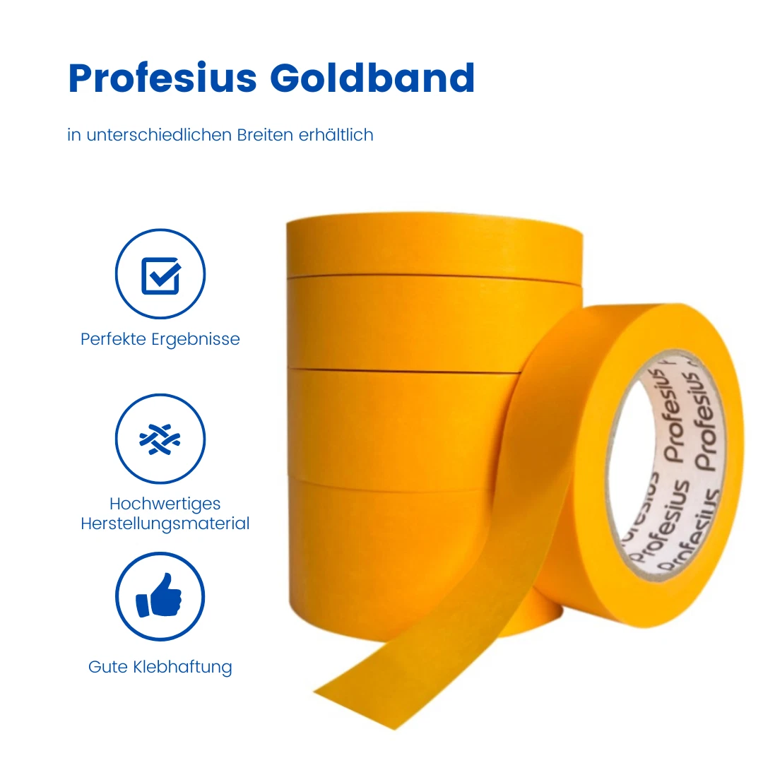 20 Rollen Profesius Goldband 50m Rolle Klebeband Malerband Abdeckband Malerkrepp