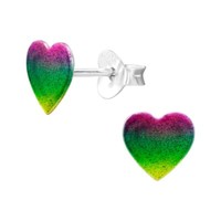 1 Paar Ohrringe Ohrstecker 925 Sterling Silber Buntes Herz
