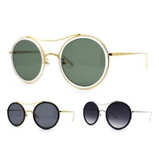 Womens Round Double Rim Round Circle Lens Sunglasses