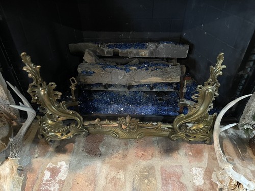 Antique French Baroque Rococo Fireplace Hearthware Screen & Fender 3-PC - Picture 11 of 12