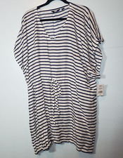 Lands' End Modal Swim Cover-Up Womens L 14-16 Striped Tie Waist Semi-Sheer NWT