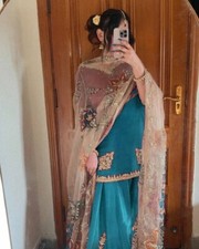 Presenting Latest Chinnon Silk Teal Blue Palazzo Suit And Dupatta For Party Wear