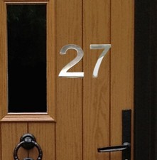 Stick-On House Numbers - No 27 - Stainless Steel - 10cm - Door, Fence, Gate