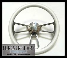 Club Car DS Billet Aluminum Ivory Steering Wheel w/ Polished Horn & Adapter