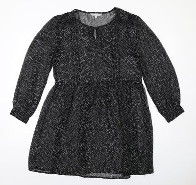Red Herring Damenpullover schwarz Tupfen Polyester A-Linie Größe 10 Rundhalsausschnitt