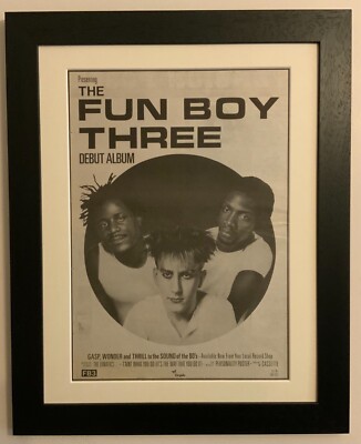 THE FUNBOY THREE+DEBUT ALBUM+1982+POSTER SIZED AD+FRAMED