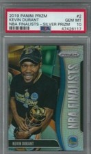 2019 PANINI PRIZM #2 KEVIN DURANT PSA 10 GEM MINT NBA FINALISTS-SILVER PRIZM BK