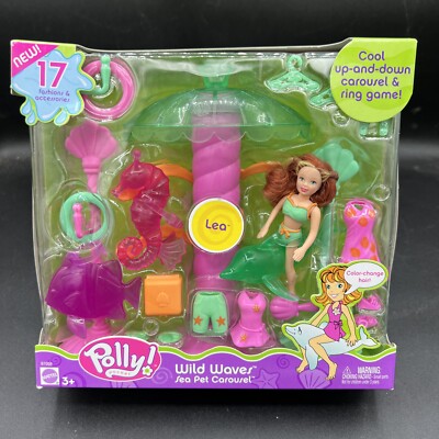 2003 Polly Pocket Mattel #B7098 WILD WAVES Sea Pet Carousel COLOR
