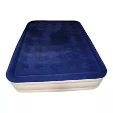 EnerPlex Queen Air Mattress Double High with Built in Pump - White/Blue