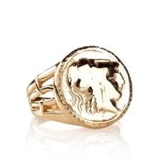 Size 8 Roman Emporer Coin Style Seal Ring Yellow Bronze