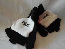 MAMBO AUSTRALIA-ONE SIZE BLACK AND IVORY BIKERS GLOVES /MITTENS FOR WOMAN