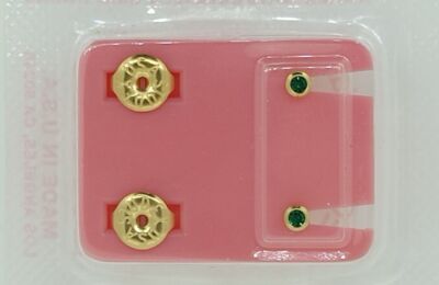 STUDEX Erstohrstecker Ohrschmuck Ohrringe Rund Ø 2,8mm 100% Steril grüner Stein
