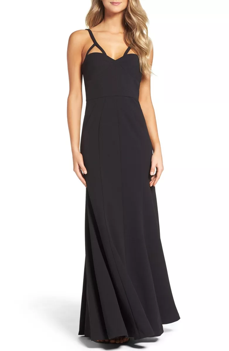 NEW VERA WANG Strappy Jersey DRESS GOWN SIZE 6 298 BLACK