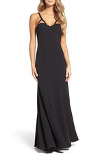 NEW VERA WANG Strappy Jersey DRESS GOWN SIZE 6 $298 BLACK NORDSTROM
