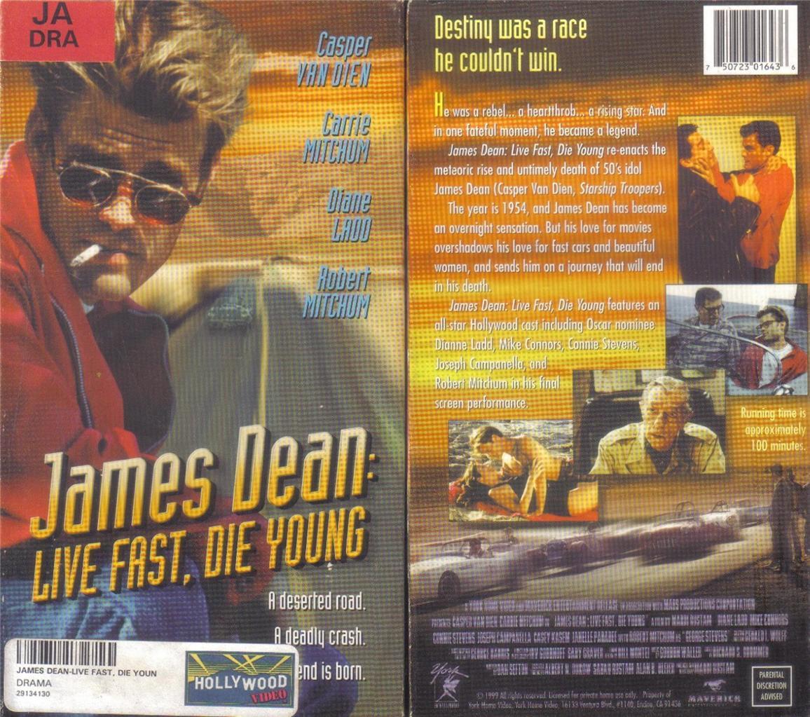 VHS JAMES DEAN LIVE FAST, DIE YOUNG.....CASPER VAN DIENCARRIE