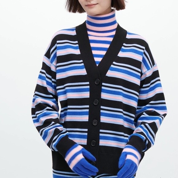 UNIQLO x MARNI Collaboration Striped Oversized Cardigan Blue
