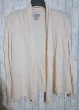 JCP Cardigan Open Front Sweater Cream Lightweight Size Large FLAW READ