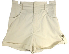Shein Womens Pull-On High Waist Shorts Cuffed Hem Pockets Size M Off White