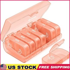 7 Day AM PM Pill Organizer Easy Open Portable Medication Case BPA Free New