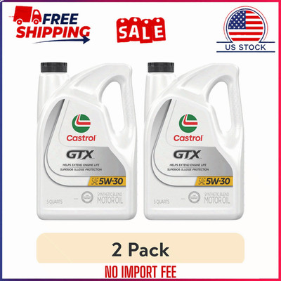(2 pack) Castrol GTX 5W-30 Synthetic Blend Motor Oil, 5 Quarts