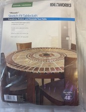 Mosaic Fitted Round Table Cover - Indoor/Outdoor Decorative Stretch Cover NEW