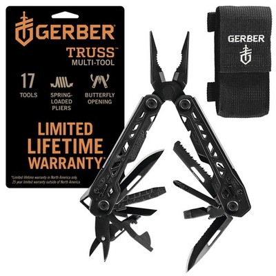 Multitool 17-in-1 Needle Nose Pliers Pocket Knife Black Gerber Gear Truss Gifts