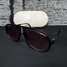 Vintage 1980s Carrera 5547 90 EP Black Aviator Sunglasses w/ Original Hard Case