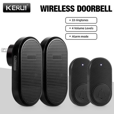 2Set Wireless Doorbell Chime Waterproof Plugin Receiver Adjustable Volume 1000FT