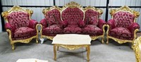 Casa Padrino Barock Wohnzimmer Set Bordeaux Gold - 1X Sofa & 2 Barock Sessel