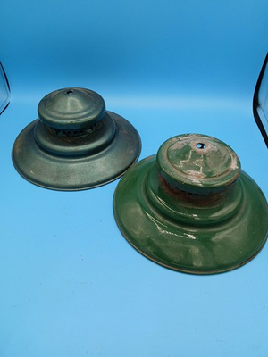 #ad 2 Vintage Coleman Green Vent Chimney Top Ventilators amp; Heat Shield $19.95