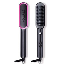 TYMO RING Hair Straightener Brush, Anti-Scald Ceramic Heated Straightening Flat