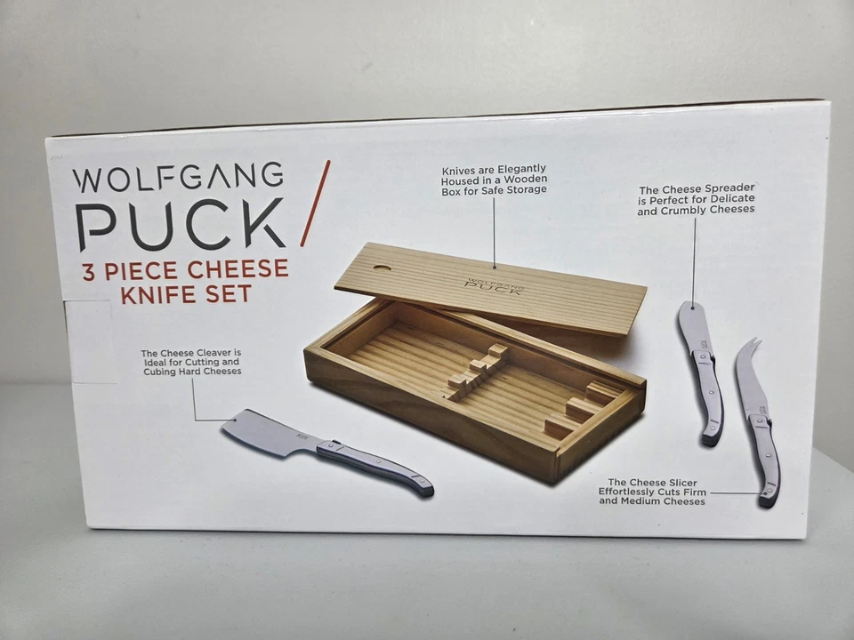 Juego de cuchillos para queso Wolfgang Puck de 3 piezas de acero inoxidable - NUEVO Foto 2 de 4