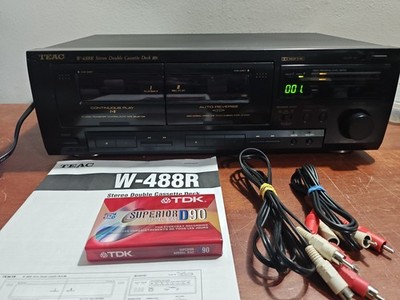 TEAC W-488R Dual Cassette Deck Stereo  Tested w/ Manual A/V Cables Blank Tape