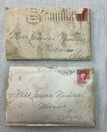 Antique 1906 1908 Letters Milano Texas Lot of 2 Included